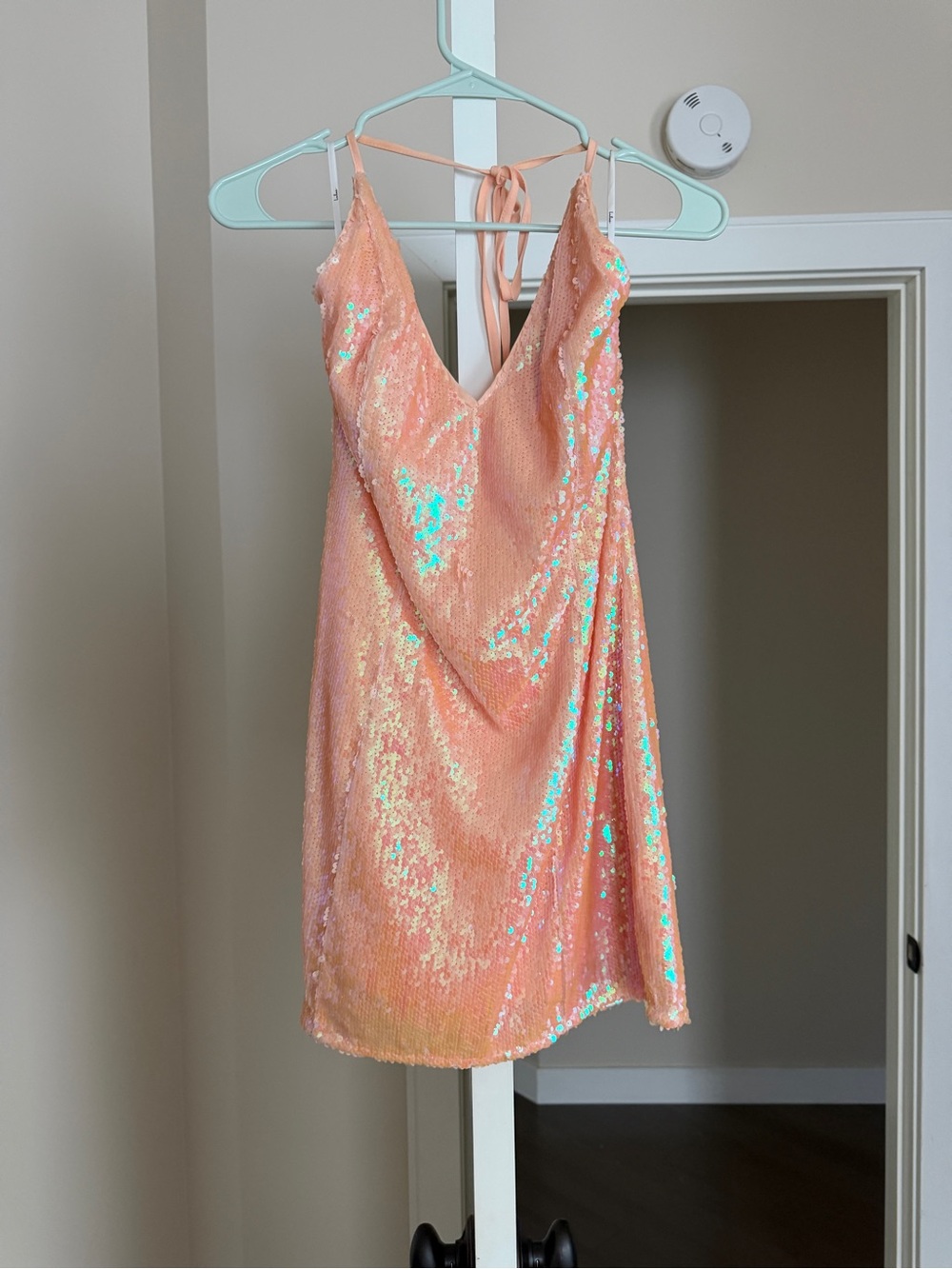 Lulu's Peach Iridescent Sequin Mini Dress